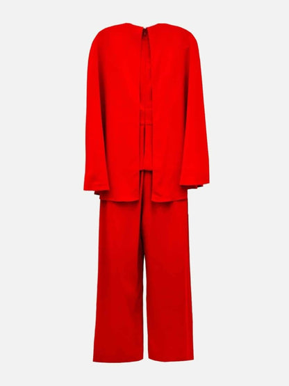 Pre-loved CUSHNIE ET OCHS Red Cape Effect Jumpsuit from Reems Closet