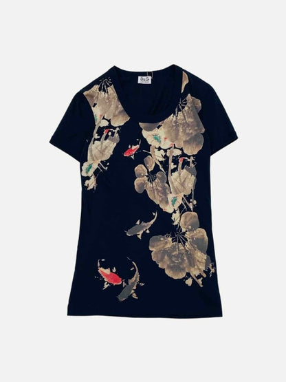 Pre - loved D & G Black w/ Beige Print T-shirt at Reems Closet