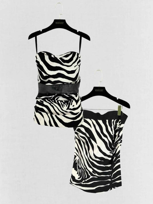 Pre - loved D & G Black & White Size US 4 Top & Skirt Outfit at Reems Closet