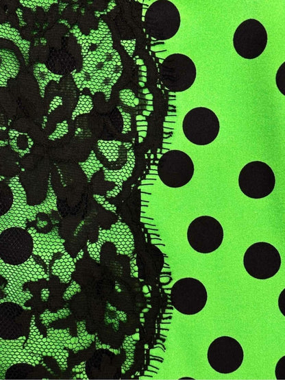 Pre - loved D & G Green & Black Lace Size US 4 Knee Length Dress at Reems Closet