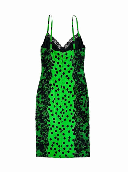 Pre - loved D & G Green & Black Lace Size US 4 Knee Length Dress at Reems Closet