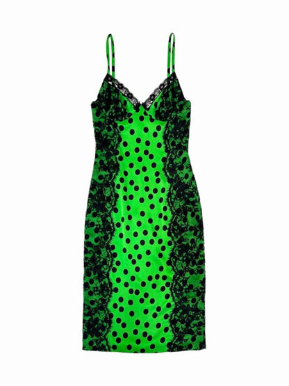 Pre - loved D & G Green & Black Lace Size US 4 Knee Length Dress at Reems Closet