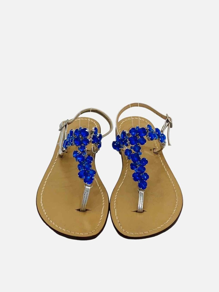 Pre-loved DA COSTANZO Thong Silver & Blue Sandals from Reems Closet