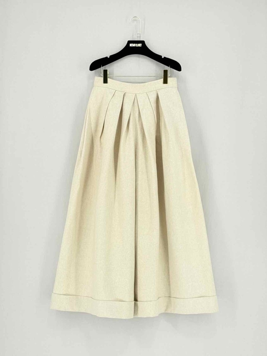 Pre - loved DELPOZO Long Pleated Cream Size US 4 Pants at Reems Closet