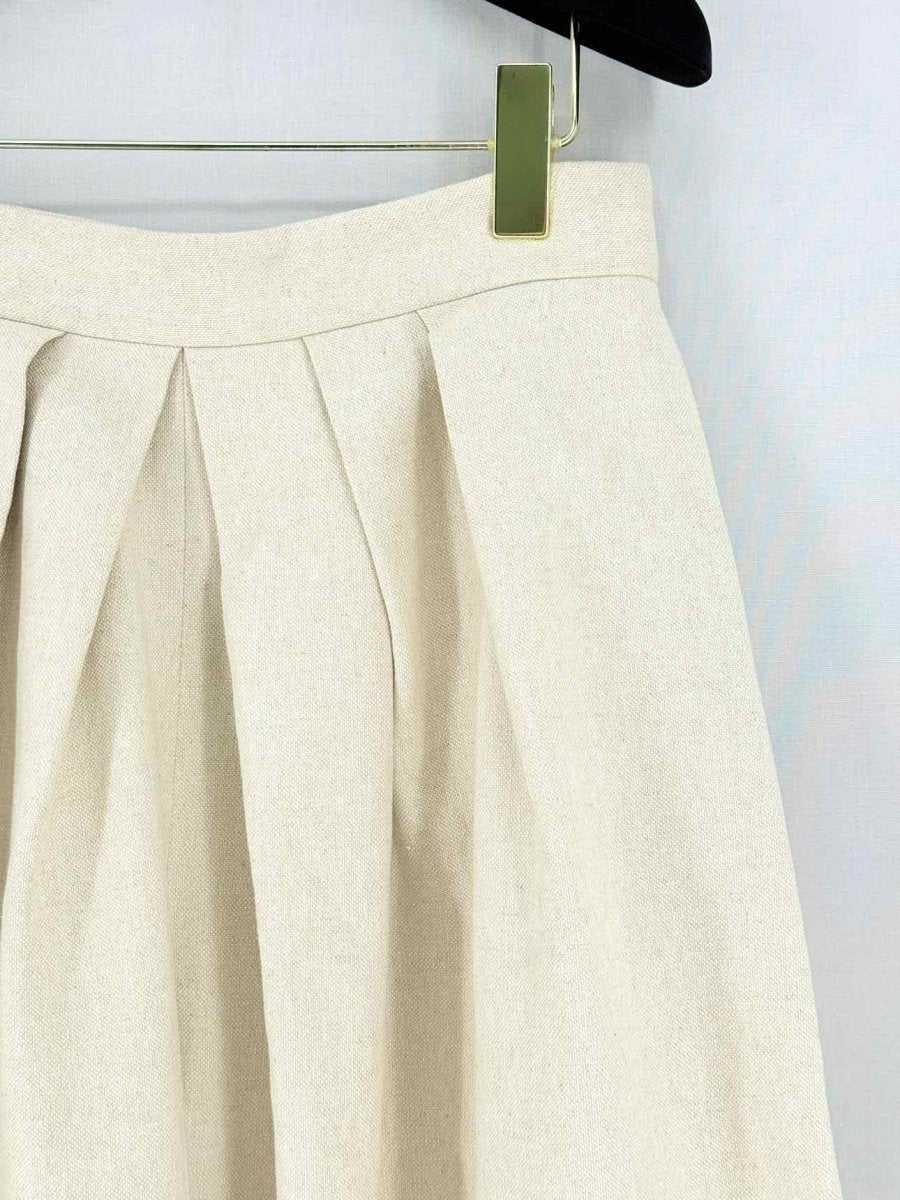 Pre - loved DELPOZO Long Pleated Cream Size US 4 Pants at Reems Closet