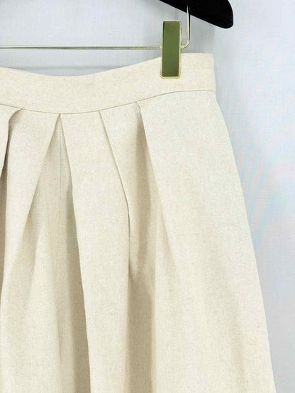 Pre - loved DELPOZO Long Pleated Cream Size US 4 Pants at Reems Closet