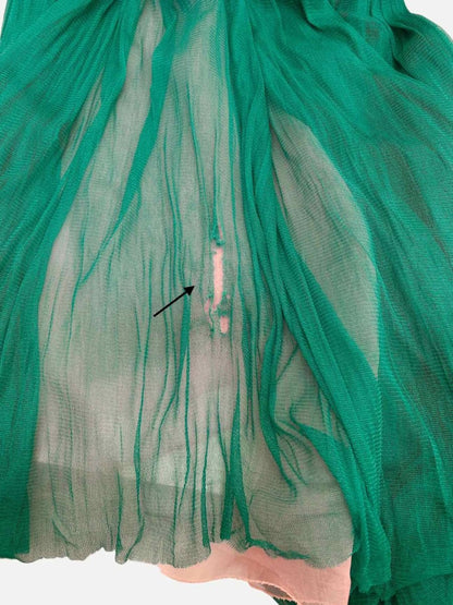 Pre - loved DELPOZO Tulle Green & Pink Knee Length Dress at Reems Closet