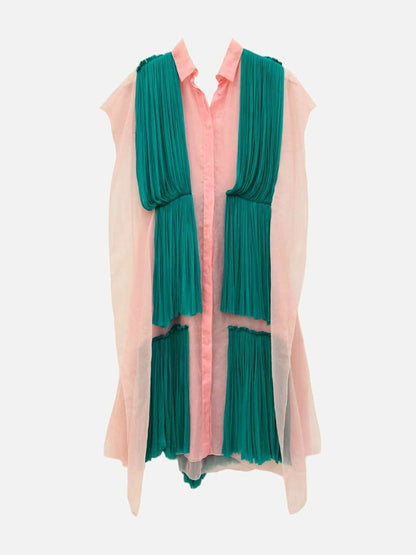 Pre - loved DELPOZO Tulle Green & Pink Size US 2 Knee Length Dress at Reems Closet