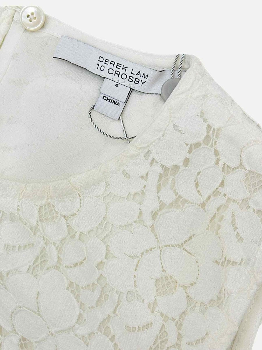 Pre - loved DEREK LAM 10 CROSBY Crop White Lace Top at Reems Closet