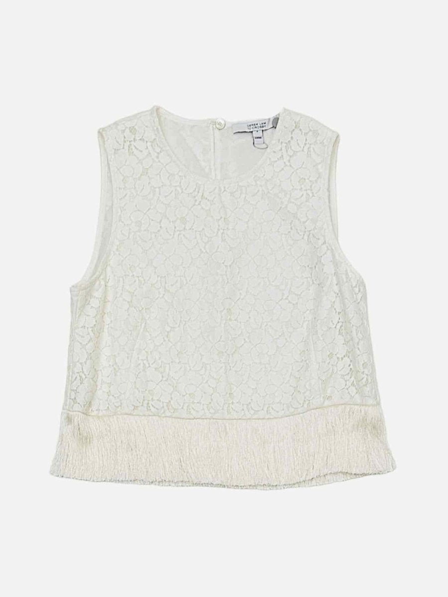 Pre - loved DEREK LAM 10 CROSBY Crop White Lace Top at Reems Closet