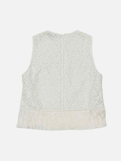 Pre - loved DEREK LAM 10 CROSBY Crop White Lace Top at Reems Closet