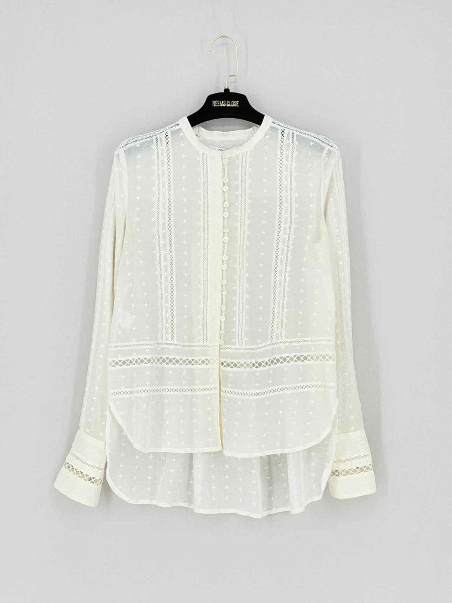 Pre - loved DEREK LAM 10 CROSBY White Eyelet Size US 0 Shirt at Reems Closet
