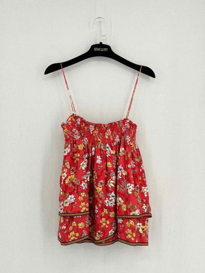 Pre - loved DEREK LAM Smocked Red Multicolor Size US 6 Top at Reems Closet