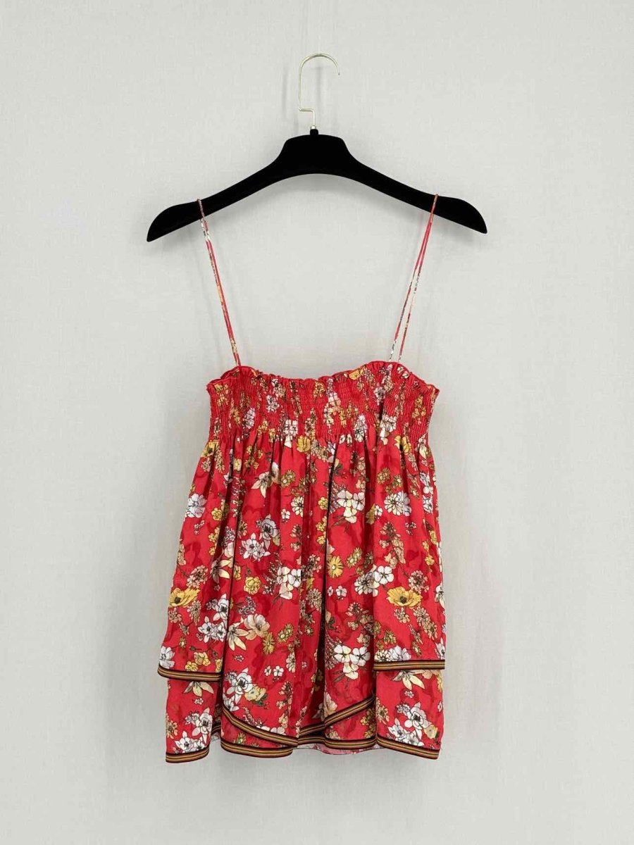 Pre - loved DEREK LAM Smocked Red Multicolor Size US 6 Top at Reems Closet