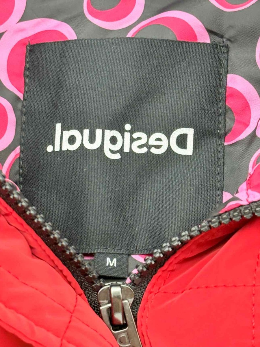 Pre - loved DESIGUAL Short Red Quilted Size Medium Jacket at Reems Closet
