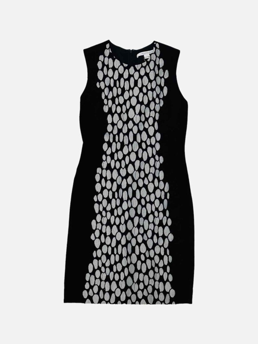 Pre - loved DIANE VON FURSTENBERG Black w/ White Knee Length Dress at Reems Closet