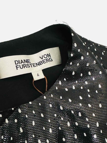 Pre-loved DIANE VON FURSTENBERG Black & White Polka Dot Blouse from Reems Closet