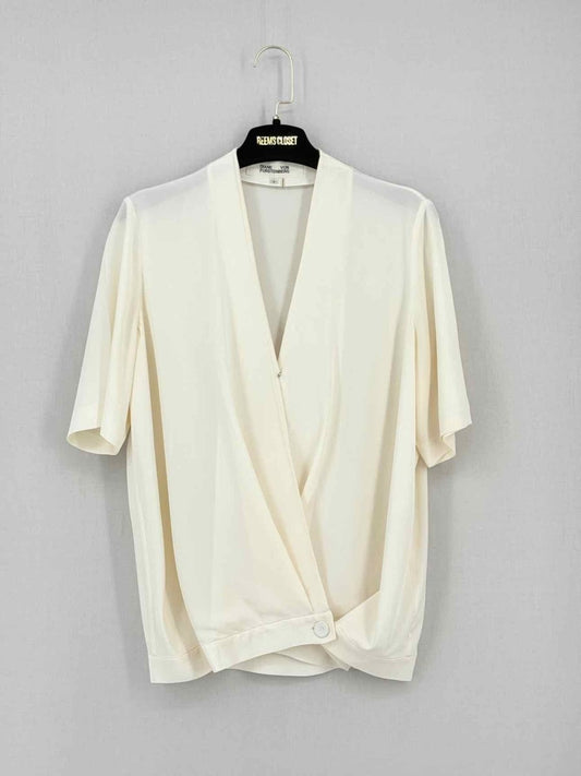 Pre - loved DIANE VON FURSTENBERG Cream Size US 0 Blouse at Reems Closet