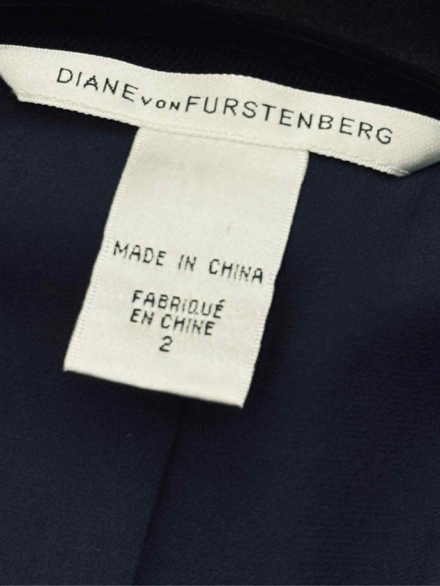 Pre - loved DIANE VON FURSTENBERG Navy Blue Size US 2 Blazer at Reems Closet
