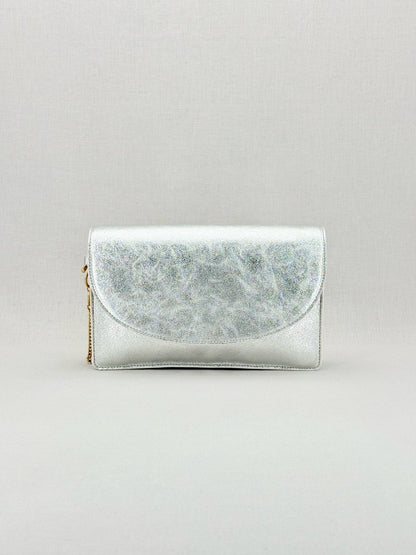 Pre - loved DIANE VON FURSTENBERG Saddle Silver Clutch at Reems Closet