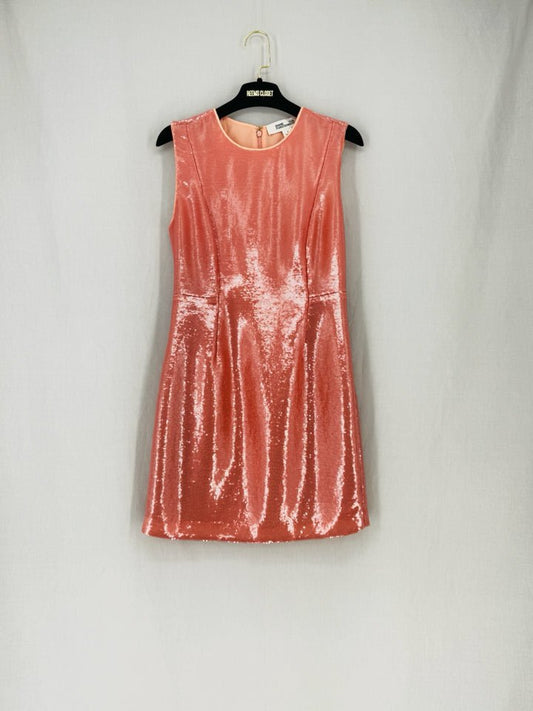 Pre - loved DIANE VON FURSTENBERG Sequin Peach Short Dress at Reems Closet
