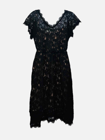 Pre - loved DIANE VON FURSTENBERG Wrap Black Lace Knee Length Dress at Reems Closet