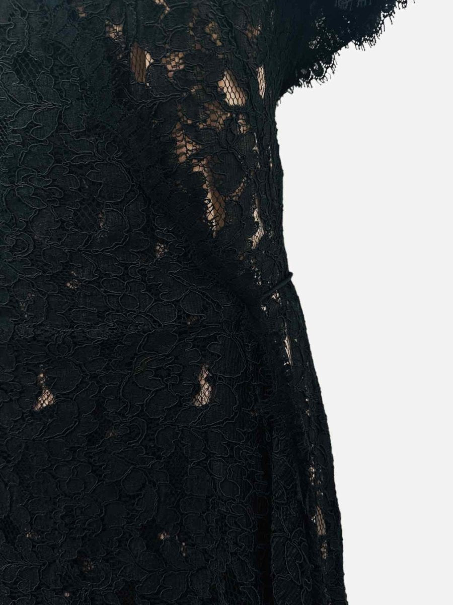 Pre - loved DIANE VON FURSTENBERG Wrap Black Lace Knee Length Dress at Reems Closet