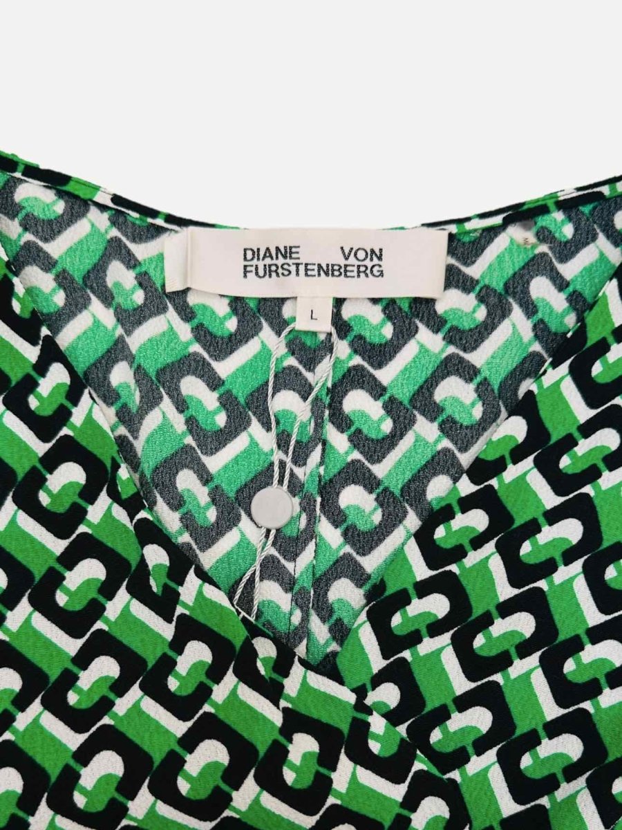 Pre - loved DIANE VON FURSTENBERG Wrap Green Multicolor Mini Dress at Reems Closet