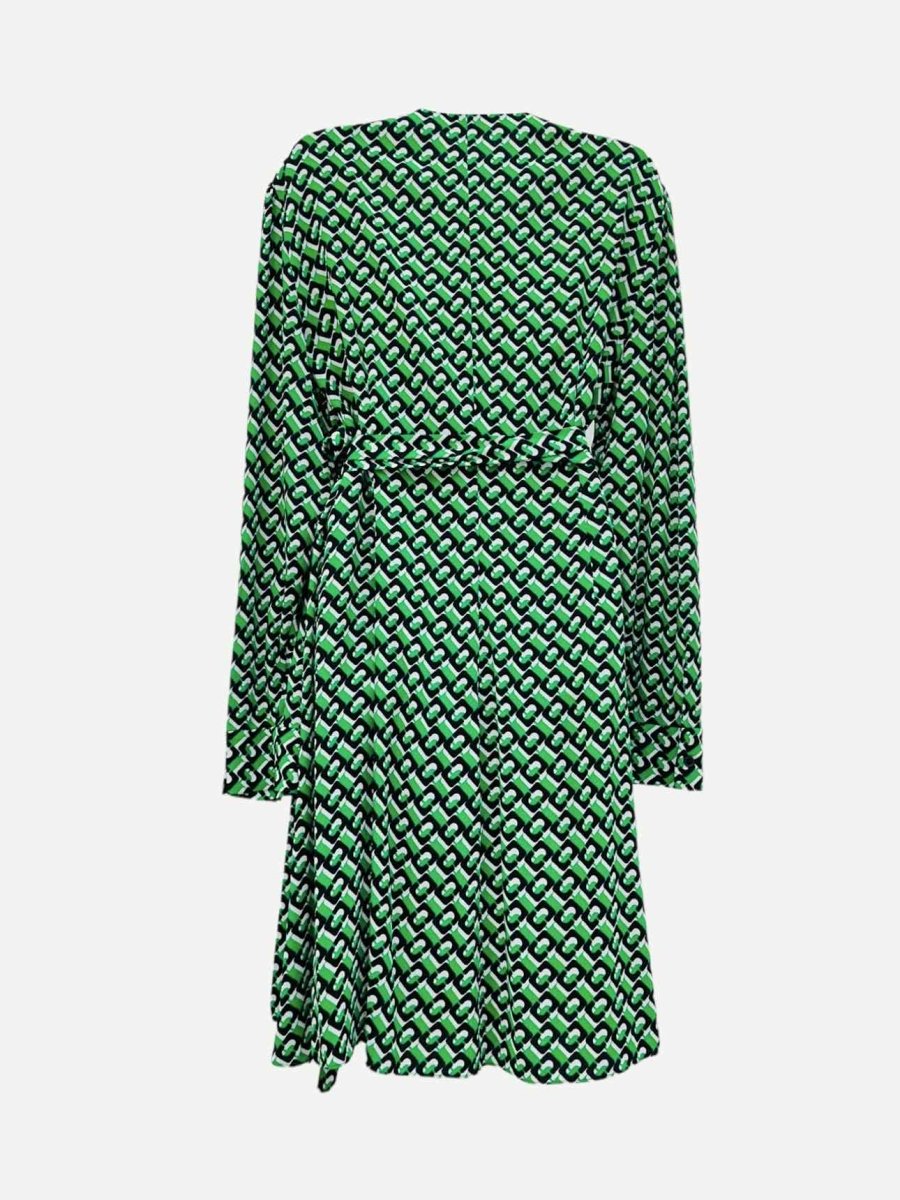 Pre - loved DIANE VON FURSTENBERG Wrap Green Multicolor Mini Dress at Reems Closet