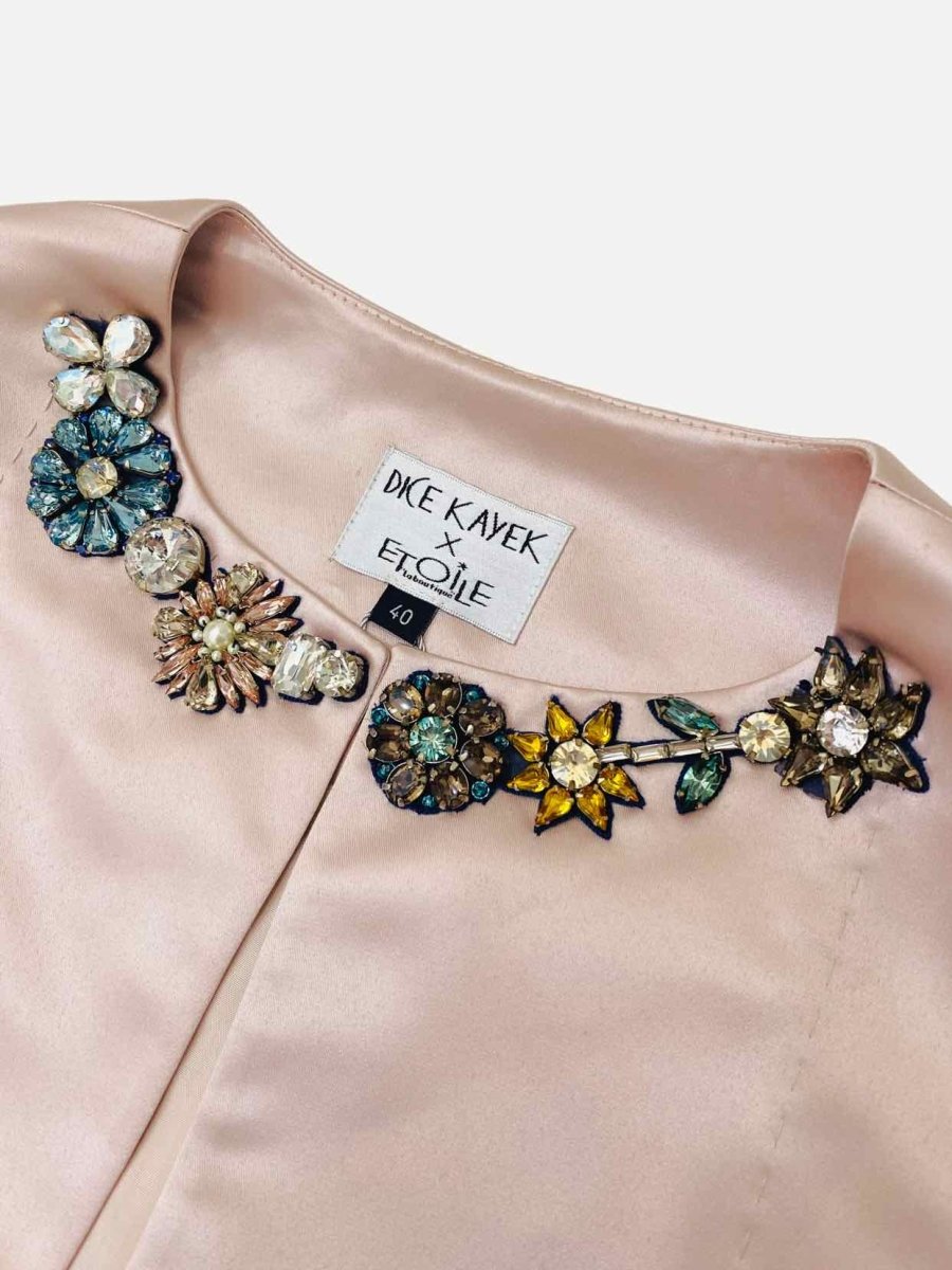 Pre - loved DICE KAYEK Pink Crystal Embellished Neckline Coat at Reems Closet