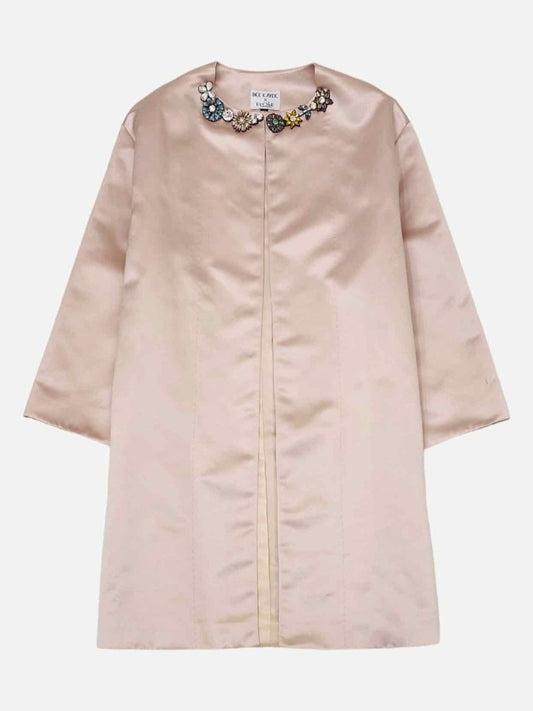 Pre - loved DICE KAYEK Pink Crystal Embellished Neckline Coat at Reems Closet