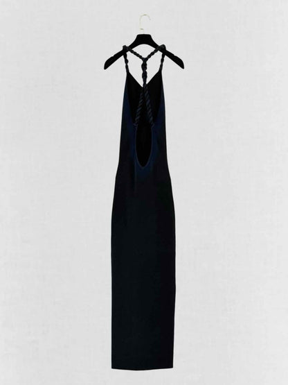 Pre - loved DION LEE Black w/ Navy Blue Size US 6 Long Dress at Reems Closet