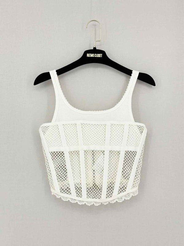 Pre-loved DION LEE Off-white Netting Size US 6 Top at Reems Closet