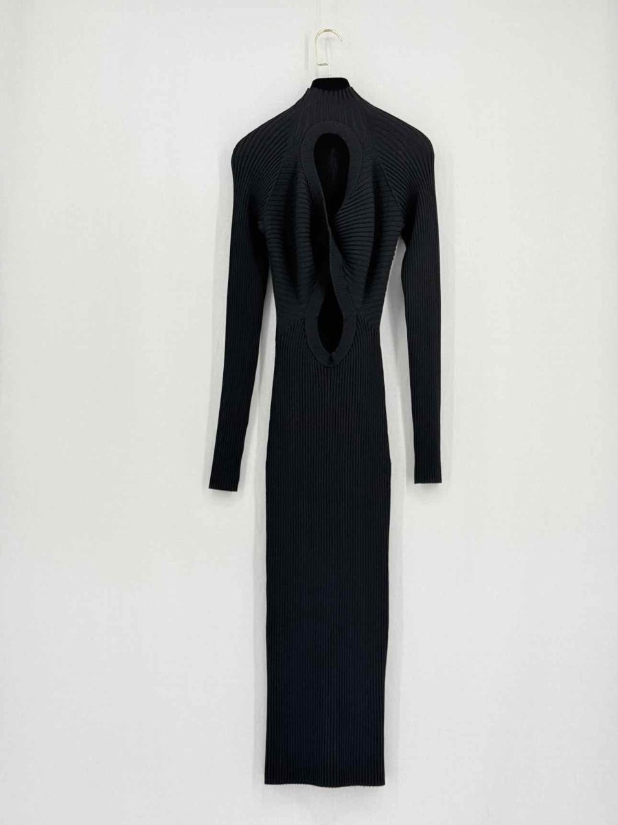 Pre - loved DION LEE Twist Back Black Size Medium Midi Dress at Reems Closet