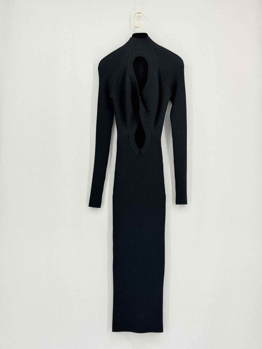 Pre - loved DION LEE Twist Back Black Size Medium Midi Dress at Reems Closet