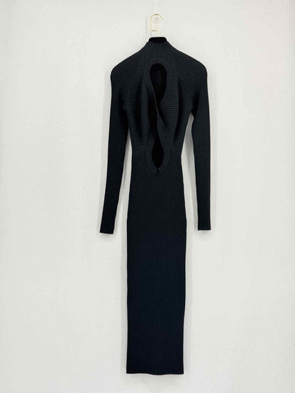 Pre - loved DION LEE Twist Back Black Size Medium Midi Dress at Reems Closet