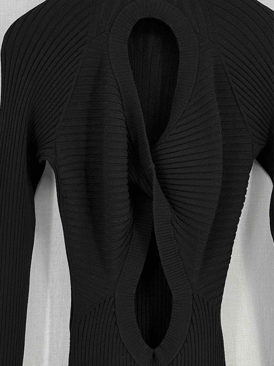 Pre - loved DION LEE Twist Back Black Size Medium Midi Dress at Reems Closet