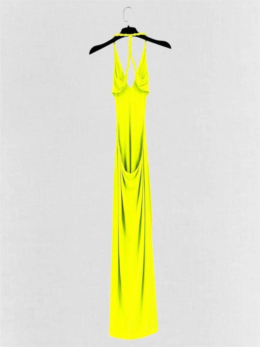 Pre-loved DION LEE V-Neck Rope Neon Green Size US 4 Long Dress at Reems Closet