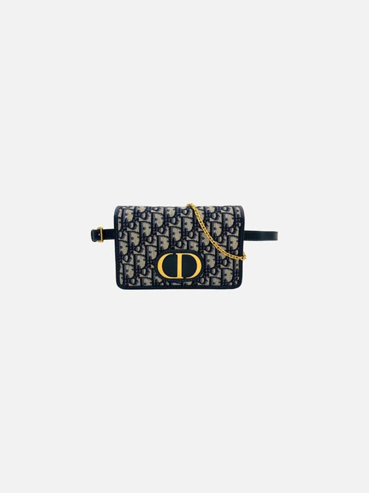 Pre - loved DIOR 30 Montaigne 2 in 1 Pouch Blue Oblique Belt Bag at Reems Closet