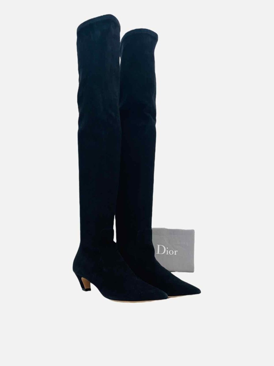 Pre - loved DIOR Black Thigh High Boots at Reems Closet