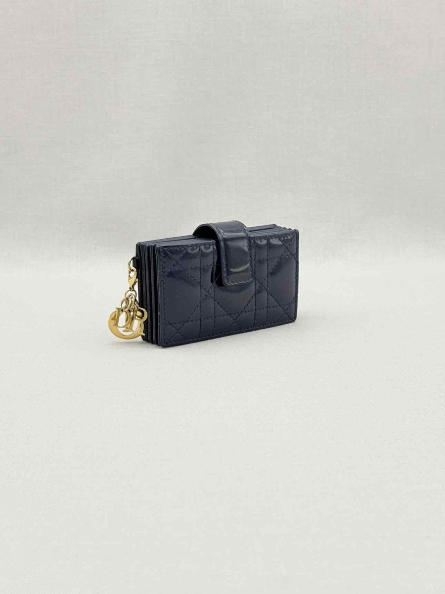 Pre-loved DIOR Blue Cannage Card Holder at Reems Closet