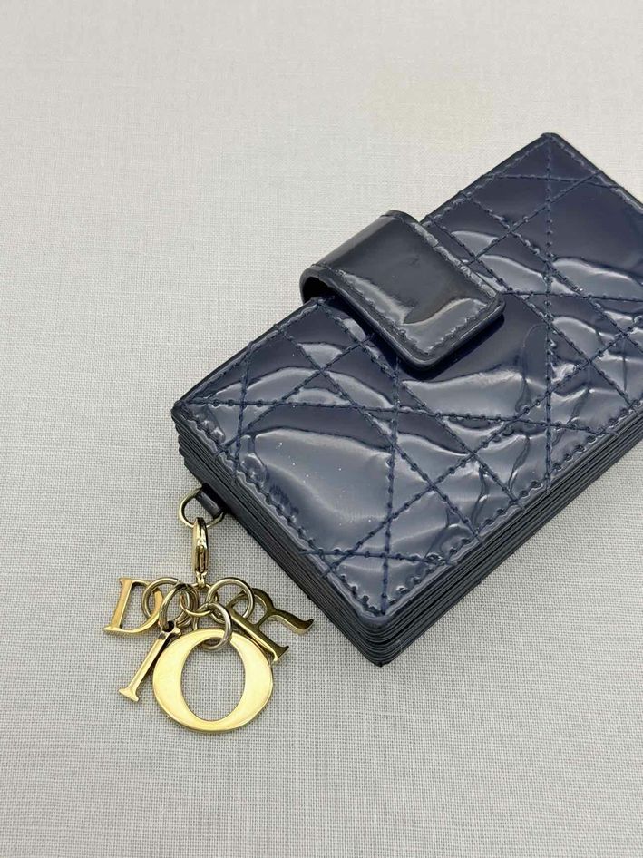 Pre-loved DIOR Blue Cannage Card Holder at Reems Closet