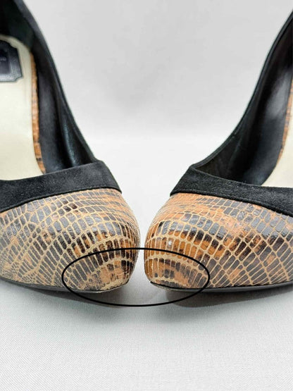 Pre - loved DIOR Brown Lizard Embossed Size EU 39.5 Pumps at Reems Closet