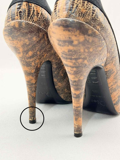 Pre - loved DIOR Brown Lizard Embossed Size EU 39.5 Pumps at Reems Closet