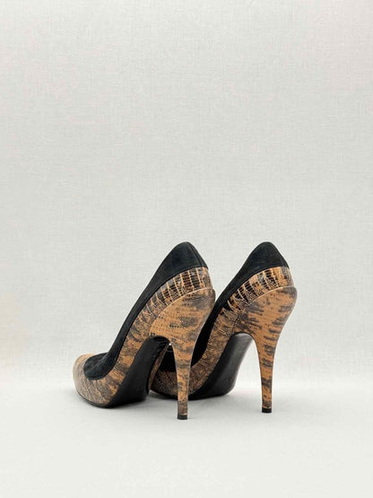 Pre - loved DIOR Brown Lizard Embossed Size EU 39.5 Pumps at Reems Closet