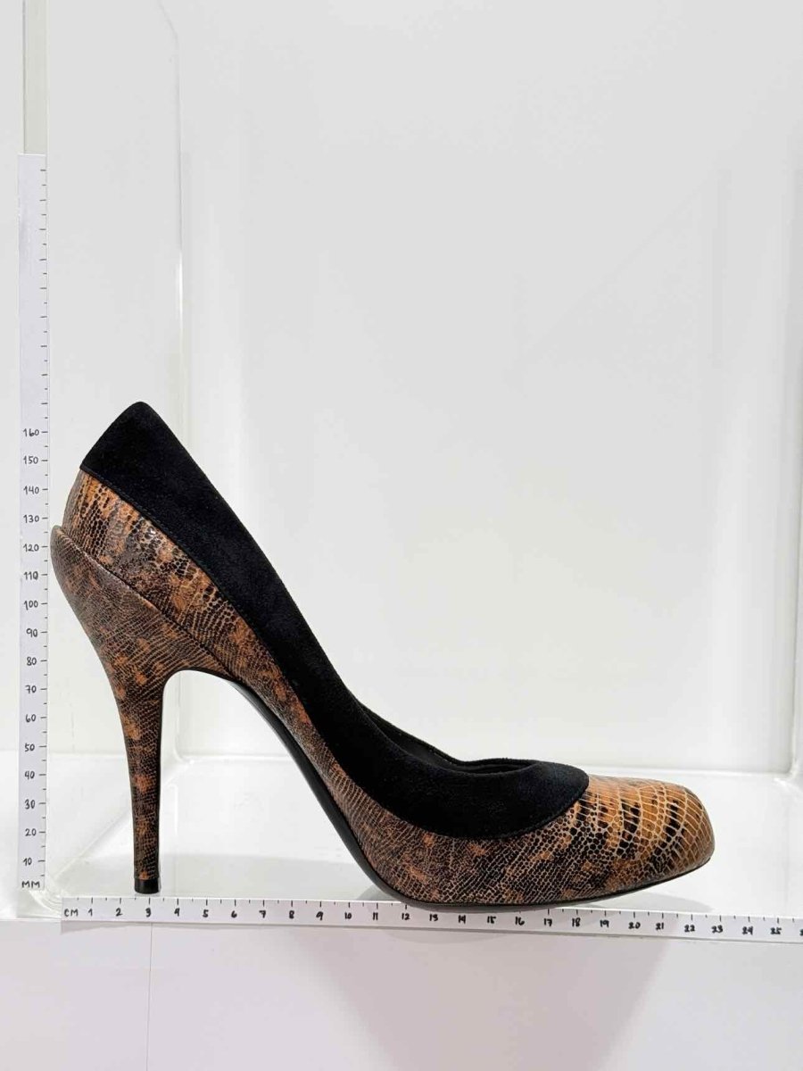 Pre - loved DIOR Brown Lizard Embossed Size EU 39.5 Pumps at Reems Closet
