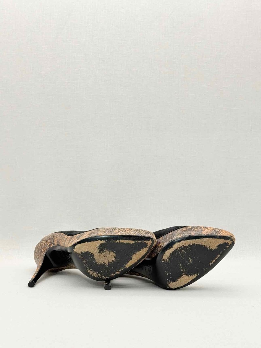 Pre - loved DIOR Brown Lizard Embossed Size EU 39.5 Pumps at Reems Closet
