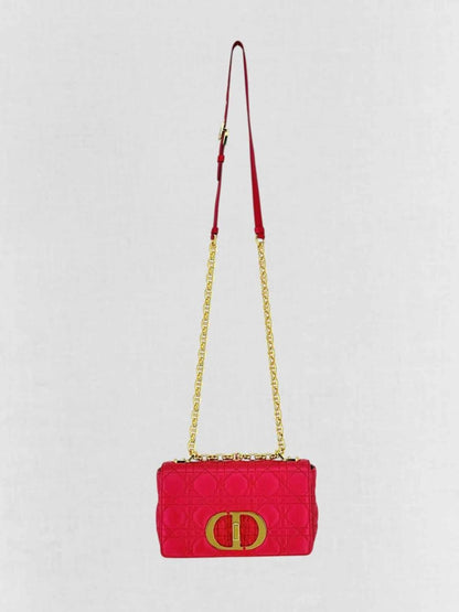 Pre - loved DIOR Caro Red Cannage Shoulder Bag at Reems Closet