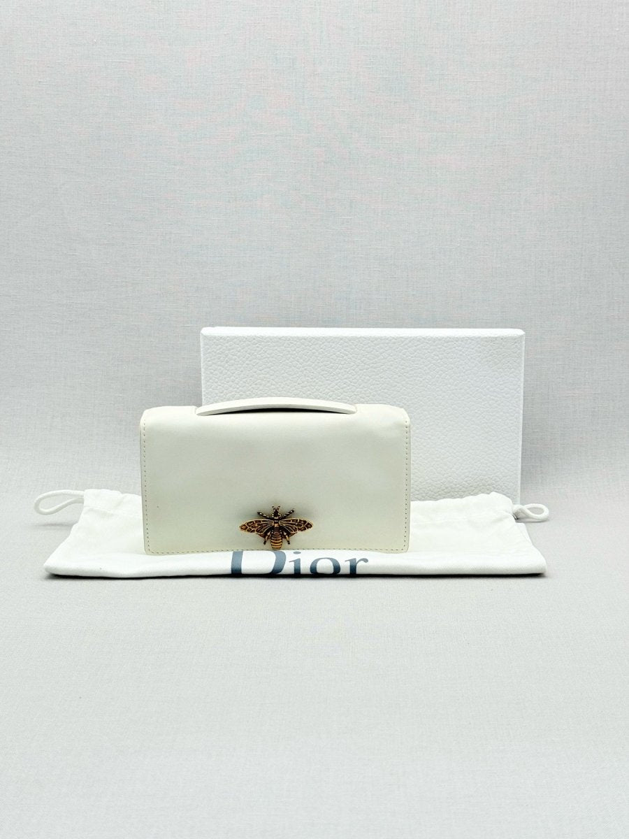Pre - loved DIOR D - Bee White Clutch at Reems Closet