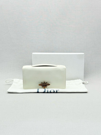 Pre - loved DIOR D - Bee White Clutch at Reems Closet